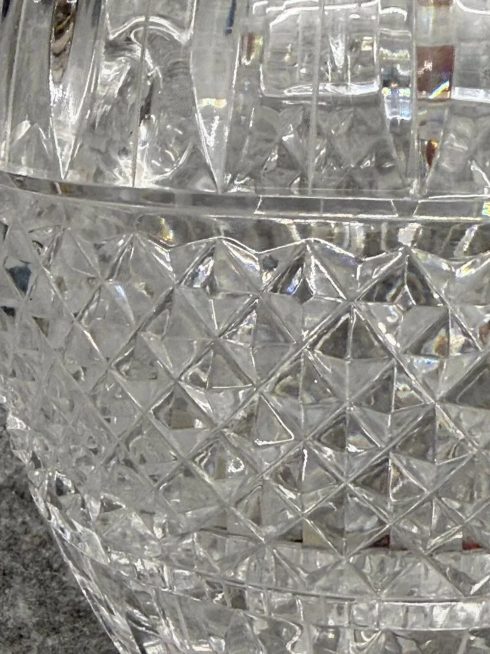 Vintage Ceska Lead Crystal Ice Bucket / Wine Chiller with Integrated Tab Handles